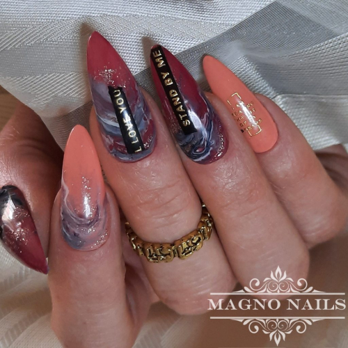 Preview: Coral Nude Marmor Herbstnägel Nageldesign Ideen - Nails